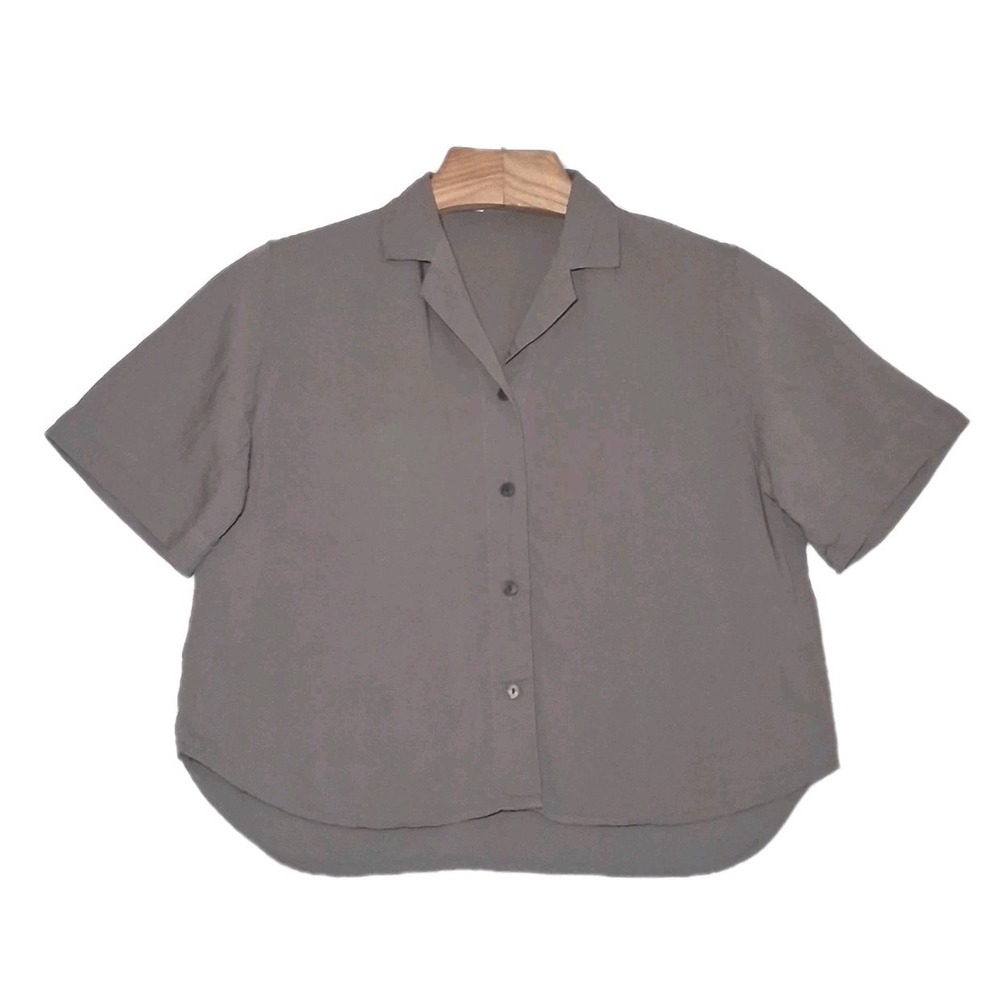 Uniqlo Linen Boxy Camp Shirt Womens Small Button Up Relaxed Minimalist Capsule